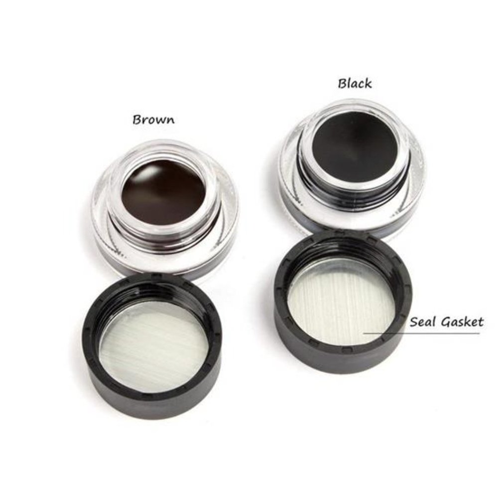 a set of 4 -2 in 1 Black and Brown Gel Eyeliner Set Smudge Proof 2 brushes - Picture 6 of 8